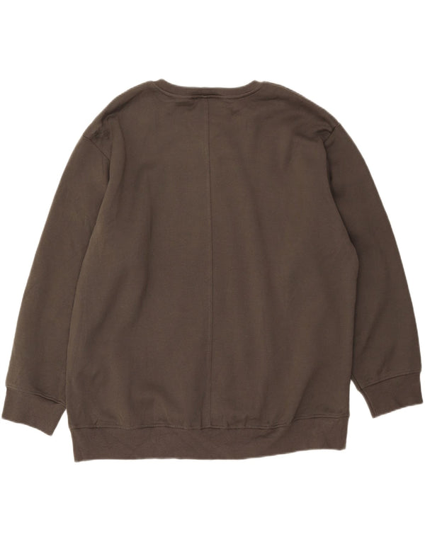 Zara Dame Grafisk Oversized Sweatshirt Jumper UK 18 XL Khaki Bomuld