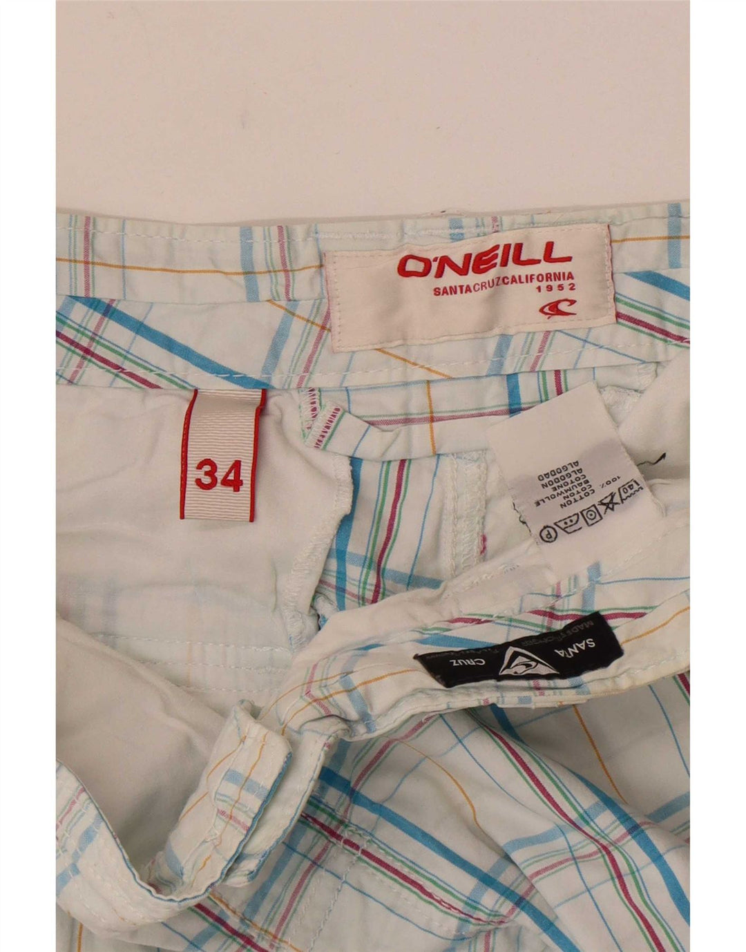 O'Neill Herre Cargo Shorts W34 store blå ternet bomuld