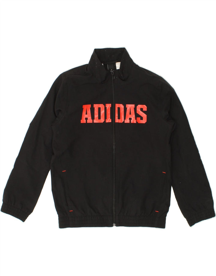 ADIDAS Boys Graphic Tracksuit Top Jacket 9-10 Years Black Vintage Adidas and Second-Hand Adidas from Messina Hembry 