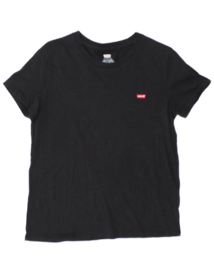 Levi's Dame Oversized T-Shirt Top UK 10 Small Black Bomuld
