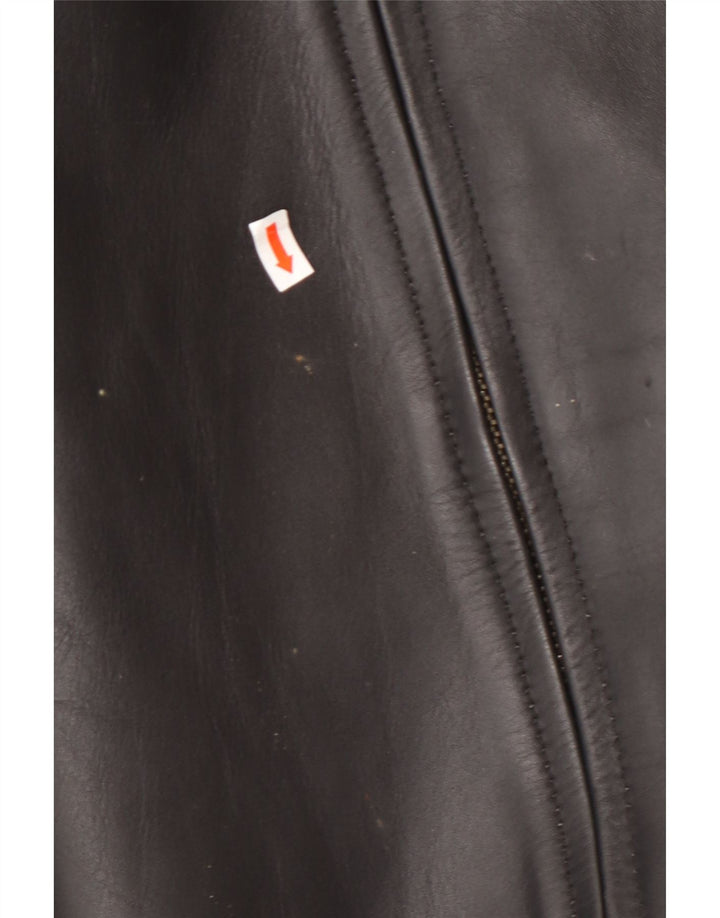 VINTAGE Herre Læderjakke UK 42 XL Sort Colourblock Læder