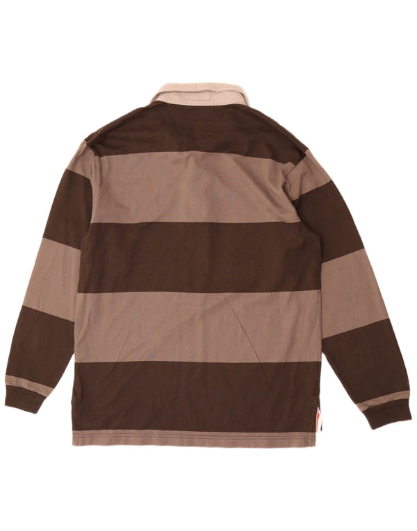 Slam Langærmet Rugby Polo Shirt XL Brun Stribet Bomuld