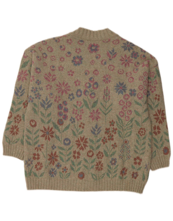 Stefanel Womens Cardigan Sweater UK 16 Large Grey Floral