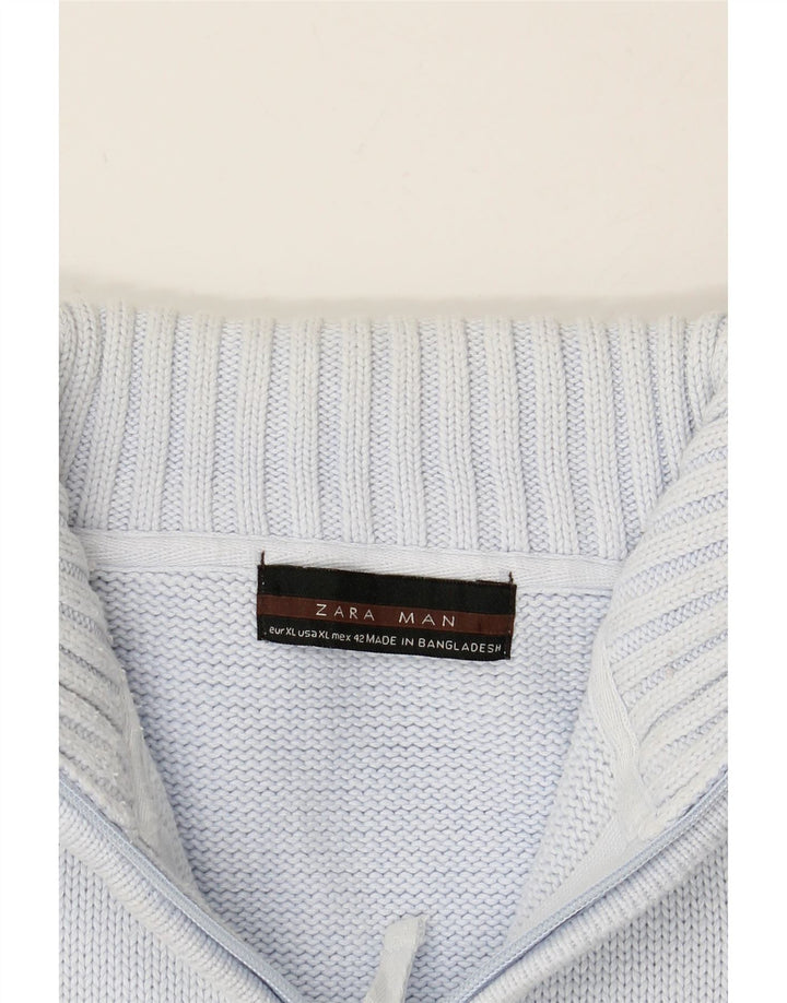 ZARA Mens Cardigan Sweater XL Blue Cotton