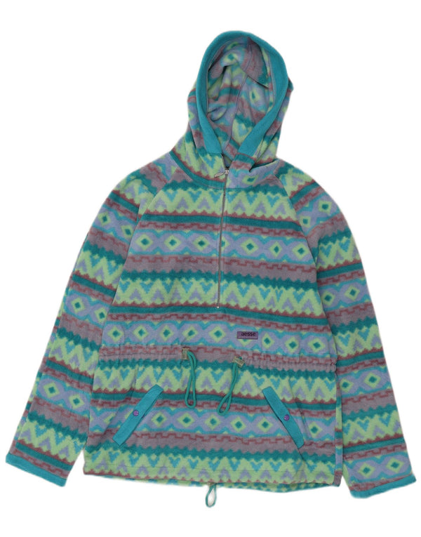 Polartec Dame Hætte Fleece Jumper UK 14 Medium Turkis Geometrisk
