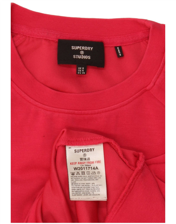 Superdry Womens Crop Oversized Sweatshirt Jumper UK 8 Lille rød polyester