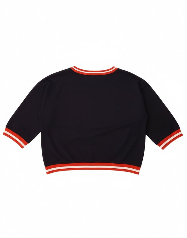 Gas Dame Crop 3/4-ærmet Bådhalstrøje trøje UK 14 Large Navy Blue