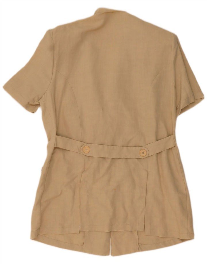 VINTAGE kortærmet 3-knaps blazerjakke til kvinder IT 46 Large Beige