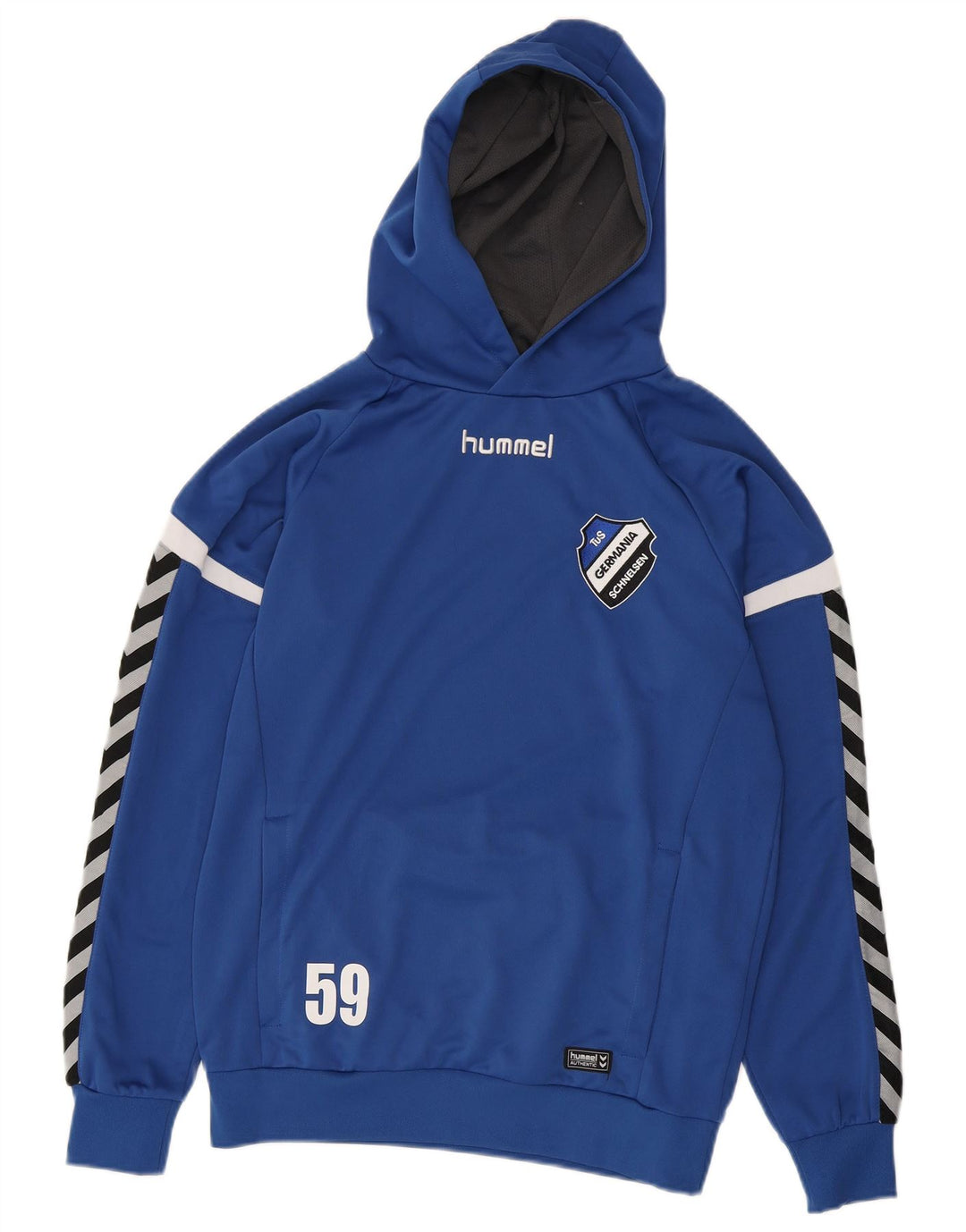 Hummel Grafisk hættetrøje til mænd, lille blå polyester