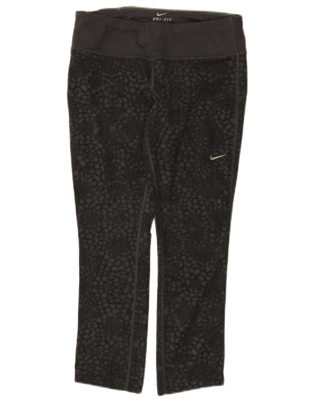 Nike Dame Dri Fit Capri Leggings UK 8 Small Black Geometric Polyester