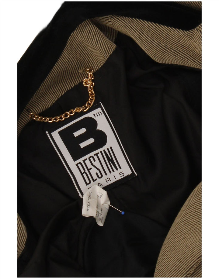 Vintage Dame Dobbeltradet Frakke UK 12 Medium Beige Colourblock