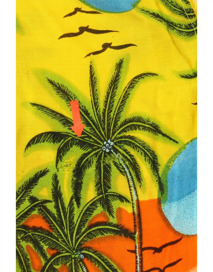 VINTAGE Mens Abstract Pattern Short Sleeve Shirt Medium Yellow Hawaiian Vintage Vintage and Second-Hand Vintage from Messina Hembry 