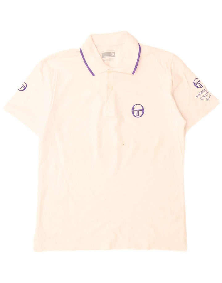 Sergio Tacchini Herre grafisk poloshirt Lille hvid bomuld