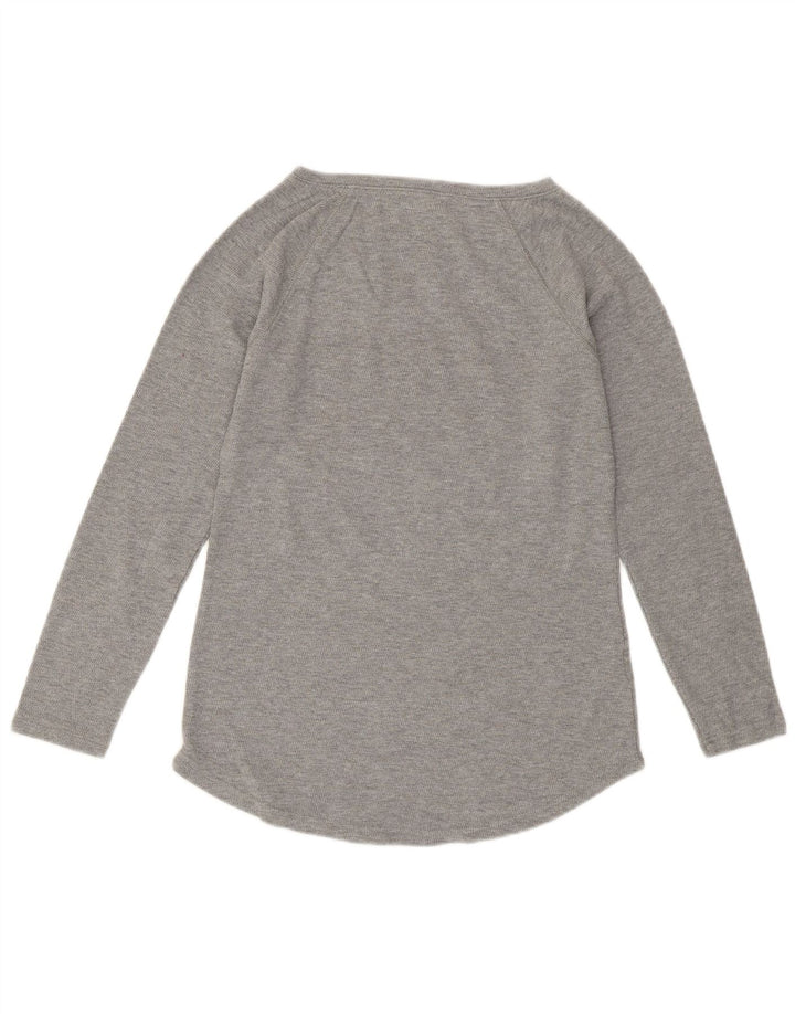 Eddie Bauer Dame Top Langærmet UK 12 Medium Grey Fair Isle Cotton
