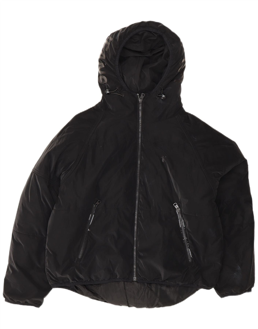 Calvin Klein Jeans Dame Oversized grafisk polstret jakke UK 10 Small Black