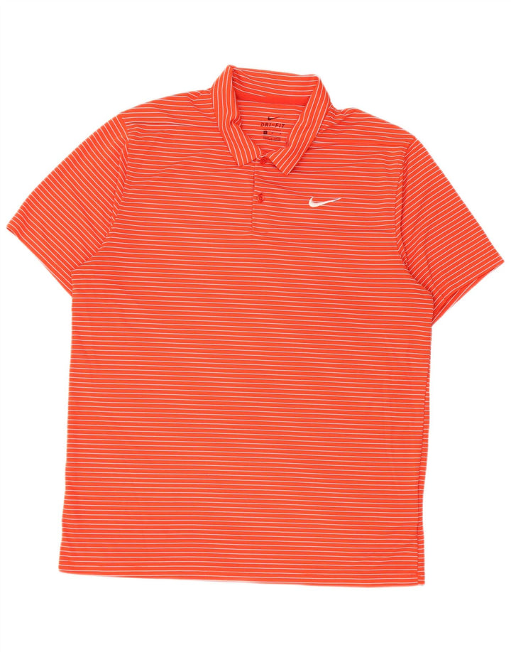 Nike Dri Fit poloshirt til mænd, stor orange nålestribet polyester