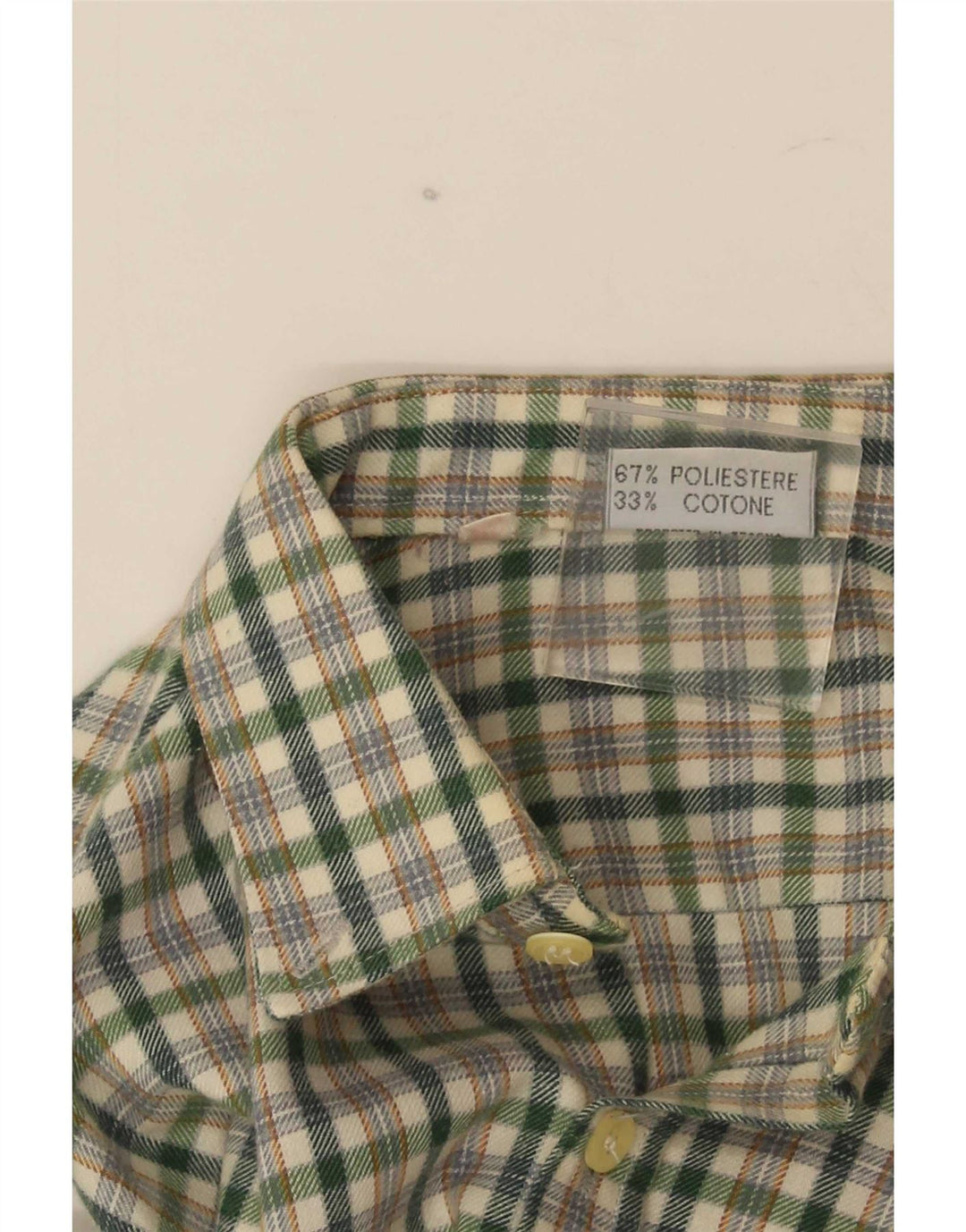 Vintage flannelskjorte til mænd, lille grøn ternet polyester