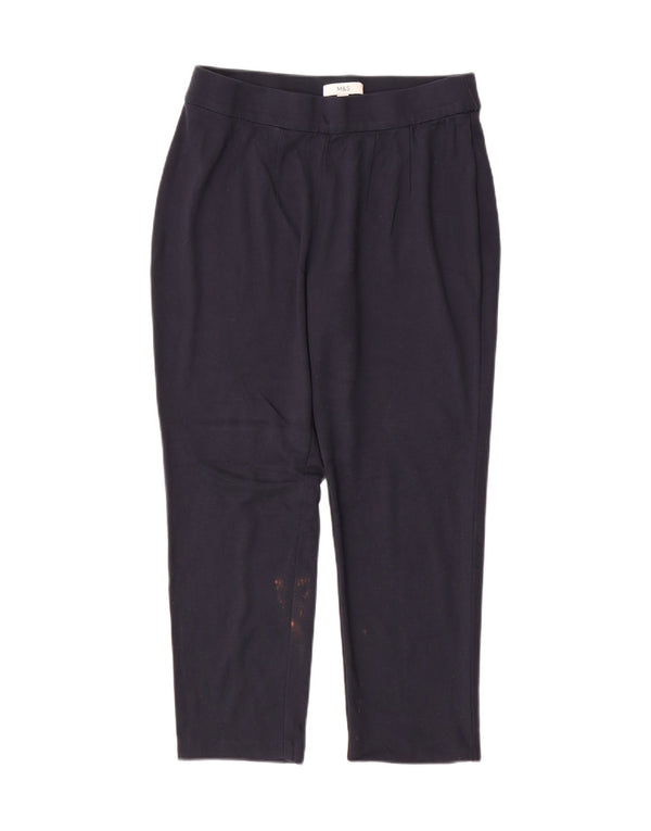 Marks & Spencer Dame Cropped Trousers UK 14 Medium W30 L25 Navy Blue