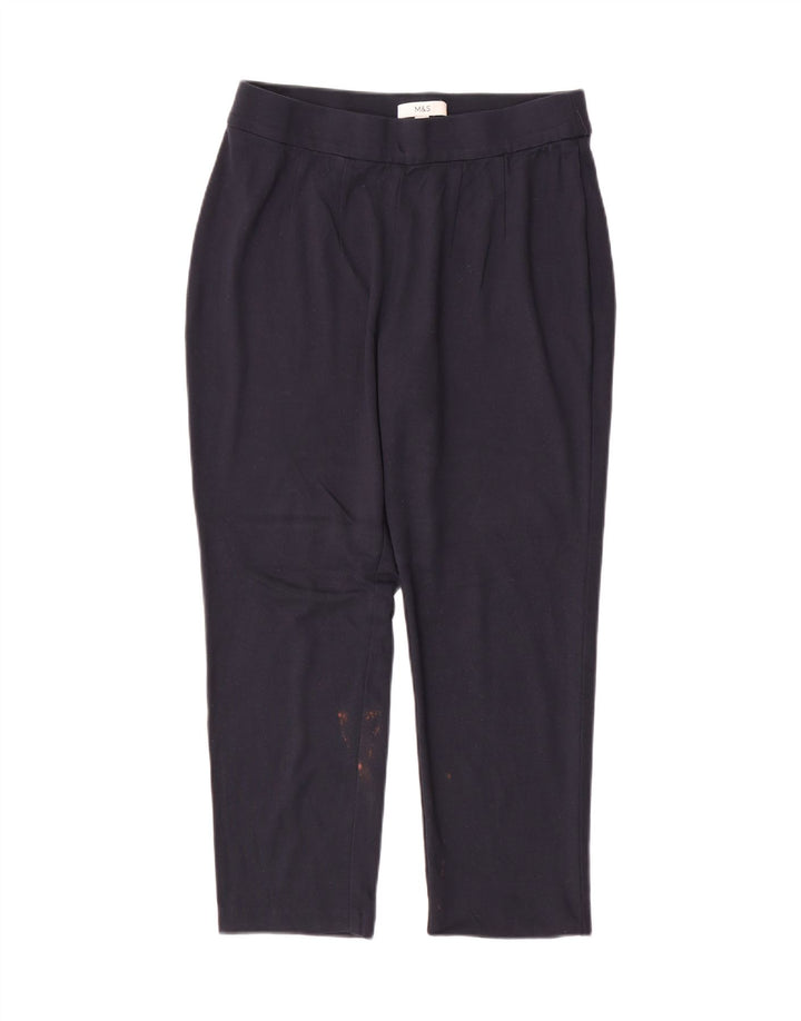 Marks & Spencer Dame Cropped Trousers UK 14 Medium W30 L25 Navy Blue