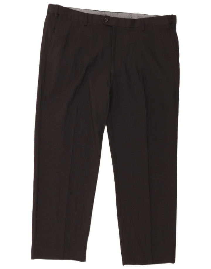 Marks & Spencer Herre Straight Regular Suit Bukser W42 L29 Sort Polyester