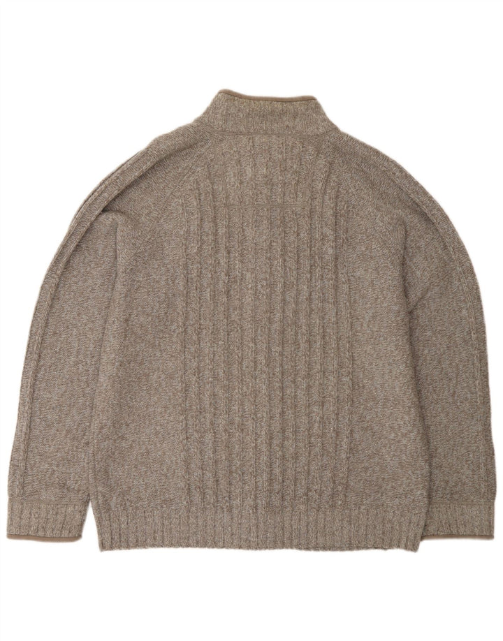 Marks & Spencer Herre Cardigan Sweater Stor brun Flecked Uld