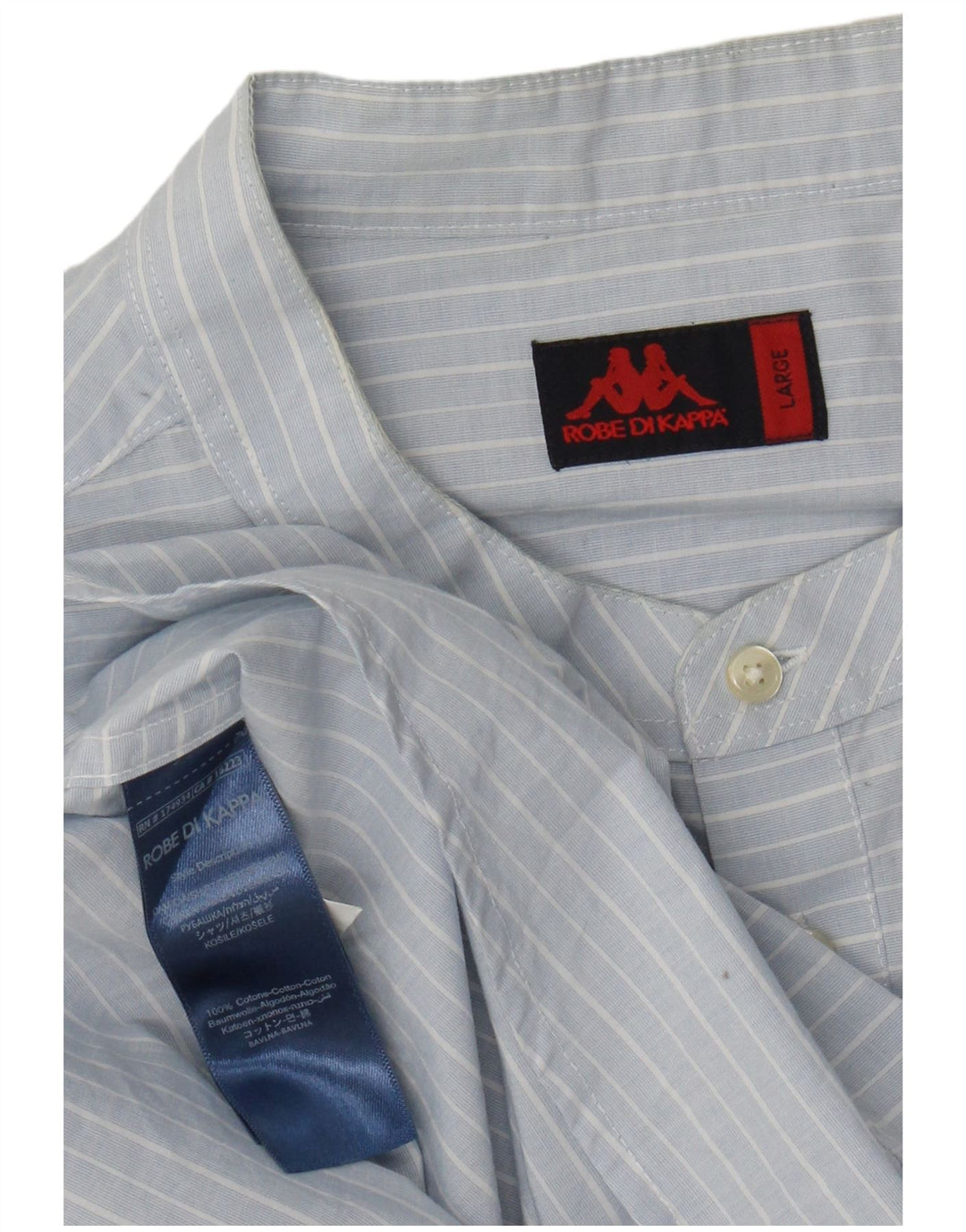 Kappa herre pullover skjorte stor blå nålestribet bomuld