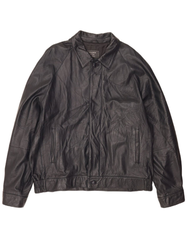 Vintage Mens Bomber Leather Jacket IT 56 3XL Black Leather