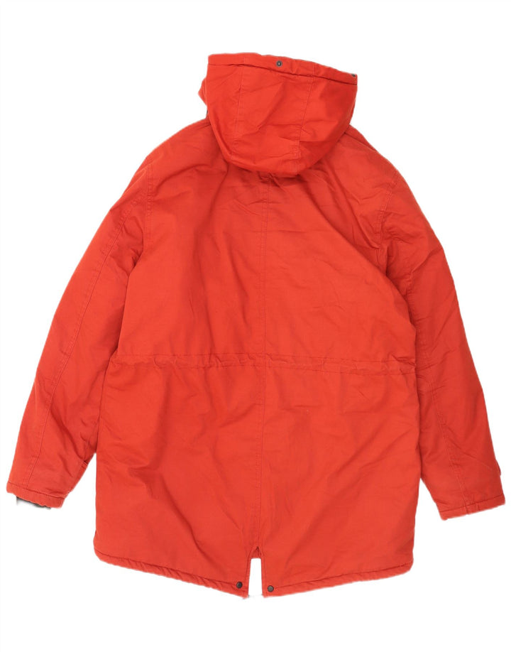 Zara Herre Hooded Parka Jacket UK 38 Medium Rød Bomuld