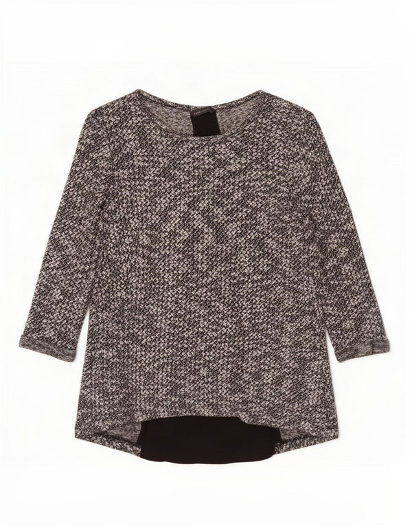 Marks & Spencer Dame 3/4 ærmet bluse Top UK 8 Small Black Flecked