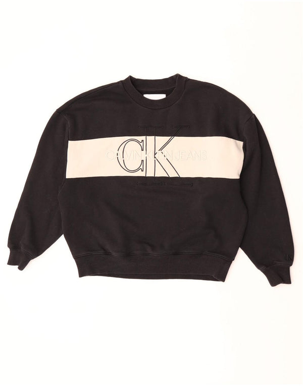 Calvin Klein Jeans Dame Oversized Sweatshirt Jumper UK 4 XS Sort