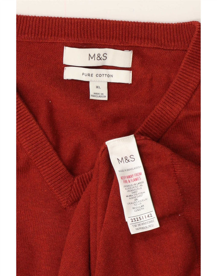 Marks & Spencer Herre V-hals sweater XL Rød Bomuld
