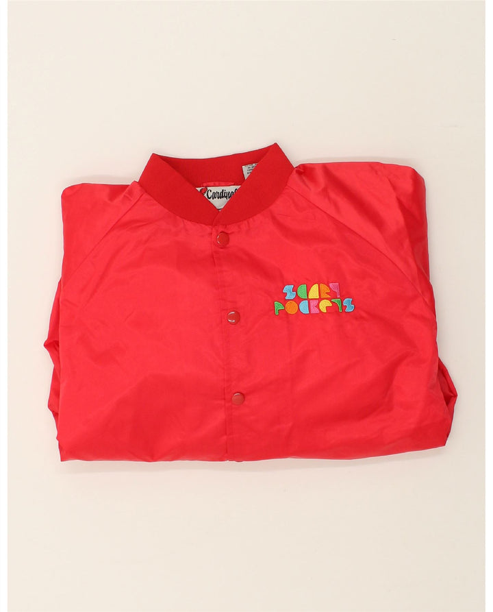 VINTAGE Mens Bomber Jacket UK 38 Medium Red Nylon Vintage Vintage and Second-Hand Vintage from Messina Hembry 