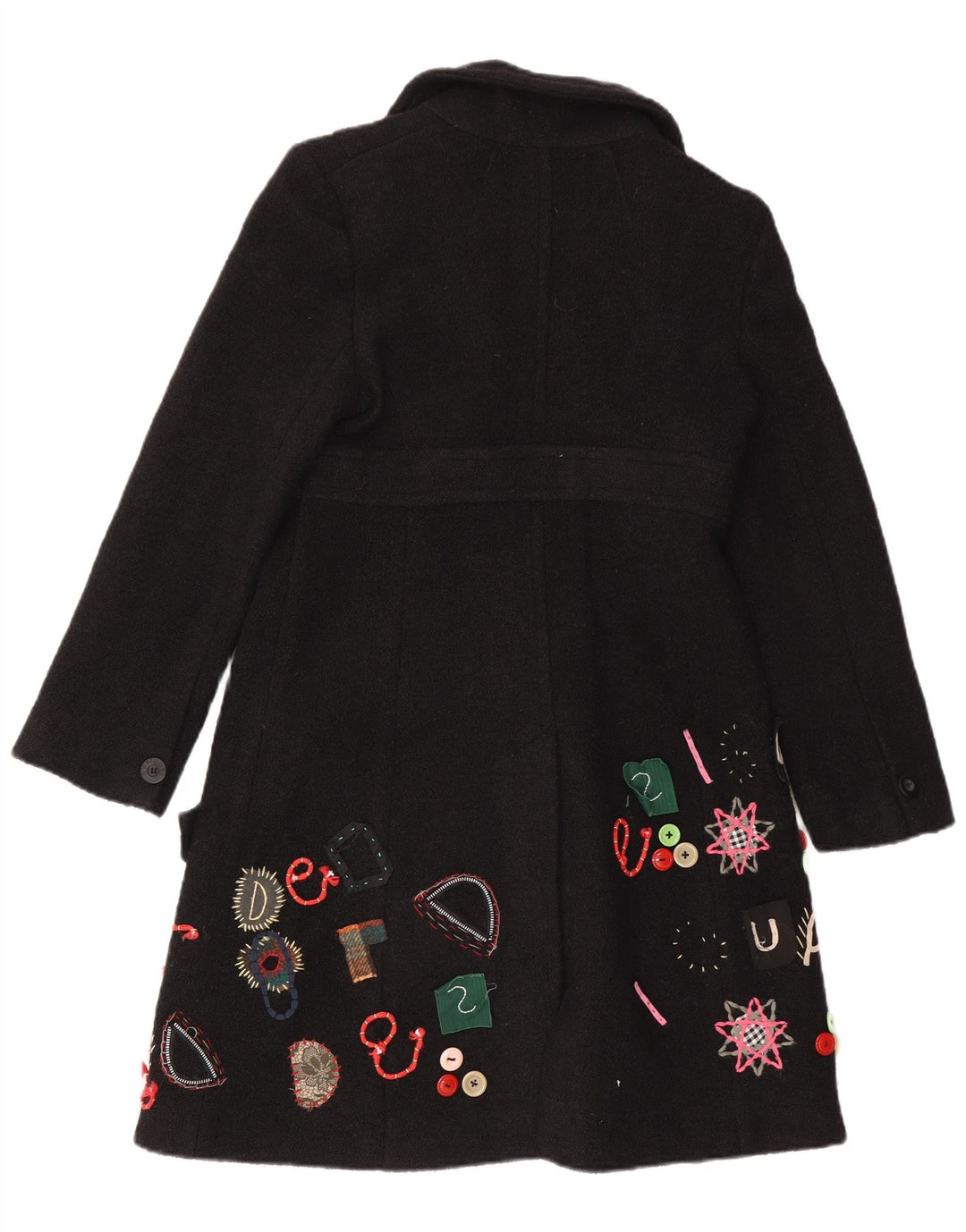 Desigual kvinders abstrakt mønster overfrakke EU 40 Medium Sort