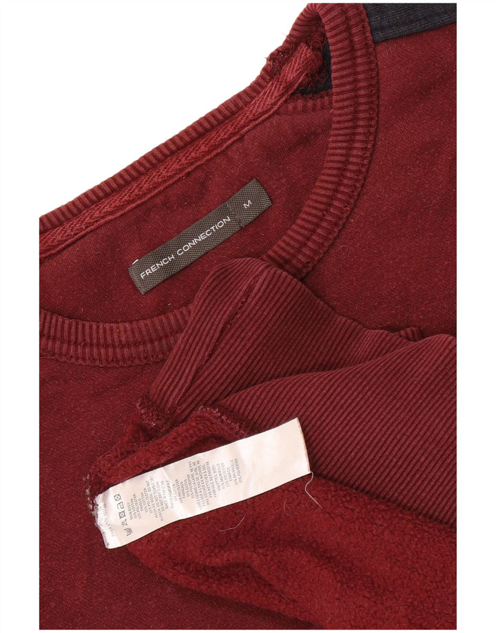 French Connection Herre Sweatshirt Jumper Medium Maroon Colourblock Bomuld