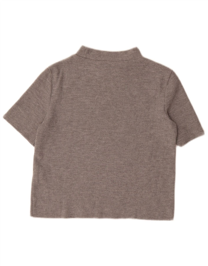 Zara Womens Crop T-Shirt Top UK 12 Medium Grå