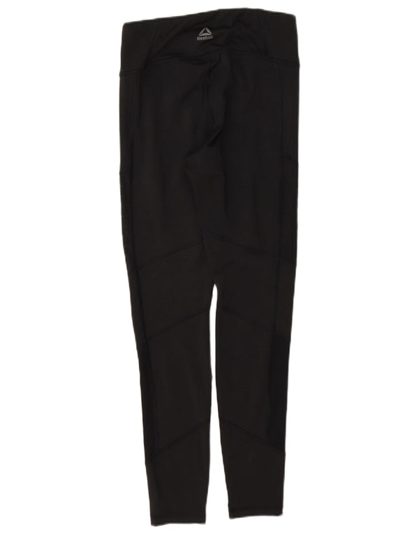 Reebok Womens Leggings UK 8/10 Small Black Polyester