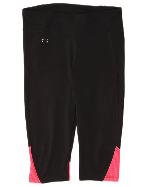 UNDER ARMOUR Dame Capri Leggings UK 14 Large Black Colourblock