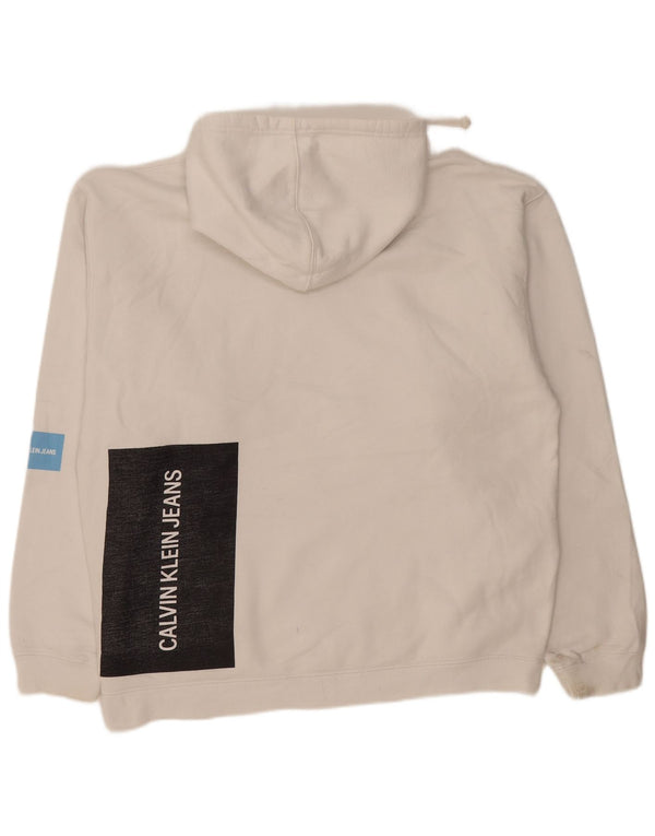 Calvin Klein Jeans Grafisk hættetrøje til mænd Large White Colourblock