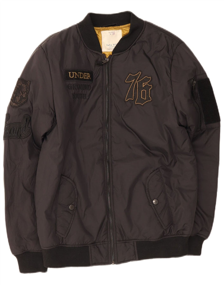 Zara Boys Graphic Bomber Jacket 13-14 År Sort Polyester