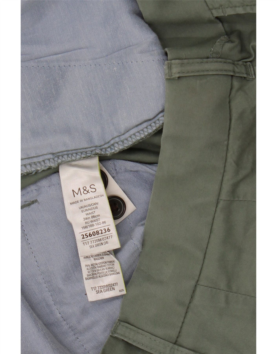 Marks & Spencer Chino Shorts til mænd W34 Stor grøn bomuld