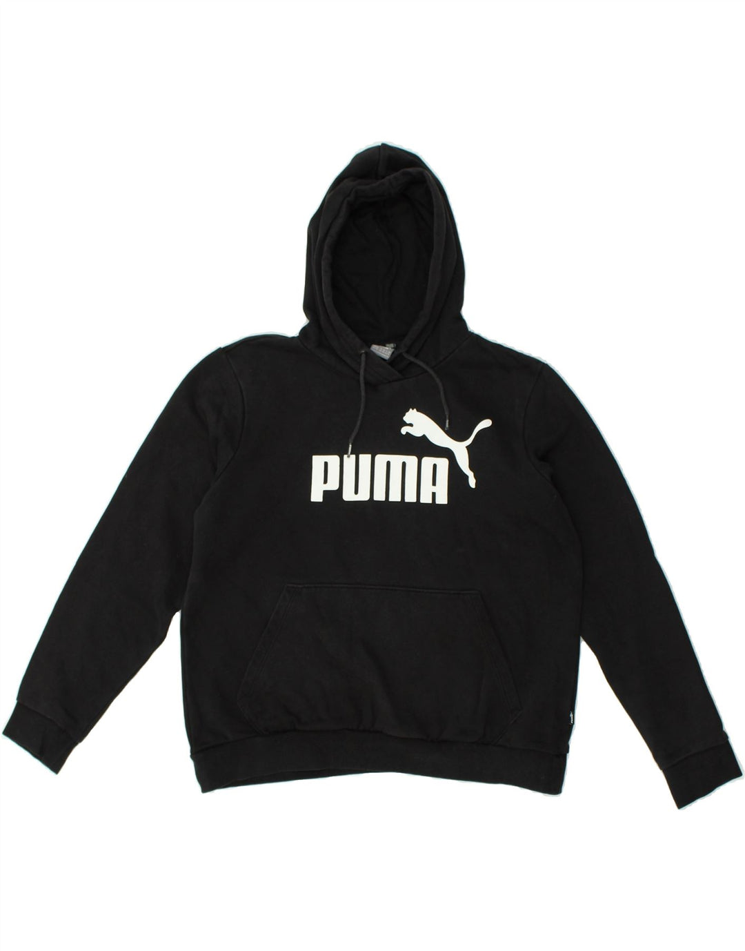 PUMA Womens Graphic Hoodie Jumper UK 16 Large  Black Cotton | Vintage Puma | Thrift | Second-Hand Puma | Used Clothing | Messina Hembry 