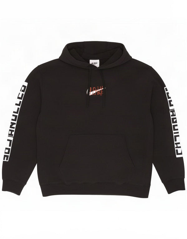 Nike Mens Graphic Hoodie Jumper Medium Black Cotton