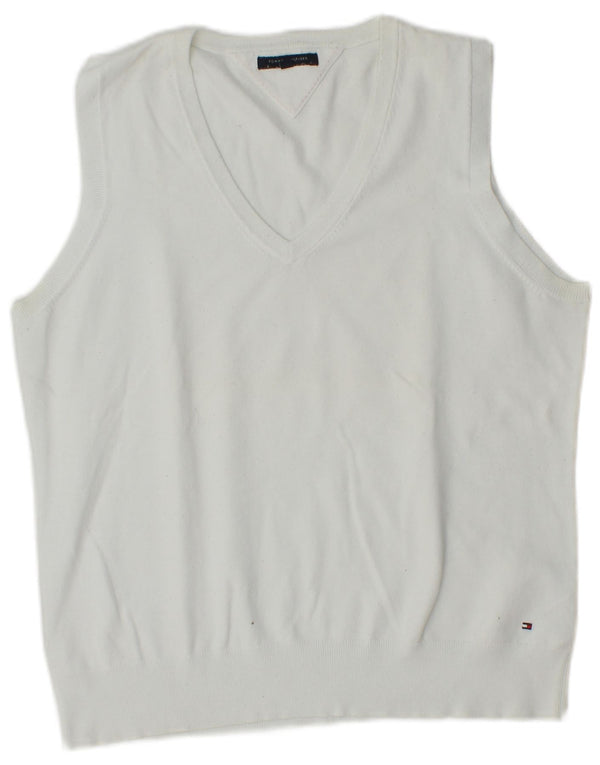 TOMMY HILFIGER Dame Vest Tank Top UK 18 XL Hvid Bomuld
