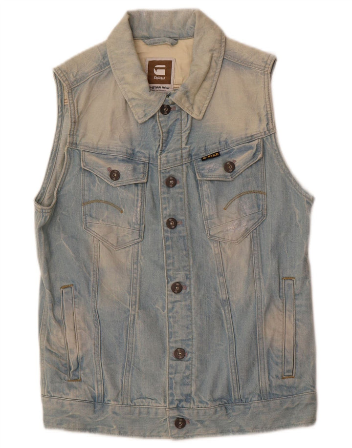 G-Star Dame Denim Gilet UK 10 Small Blue Cotton
