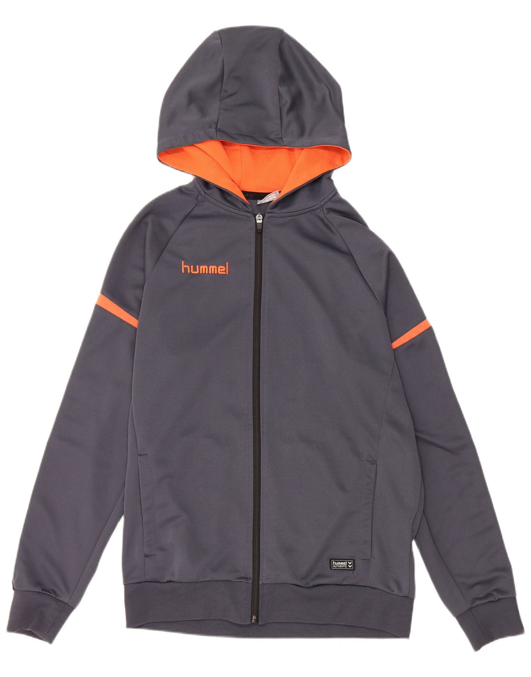 HUMMEL Herre grafisk hættetrøje Sweater med lynlås Large Grå Colourblock Polyester