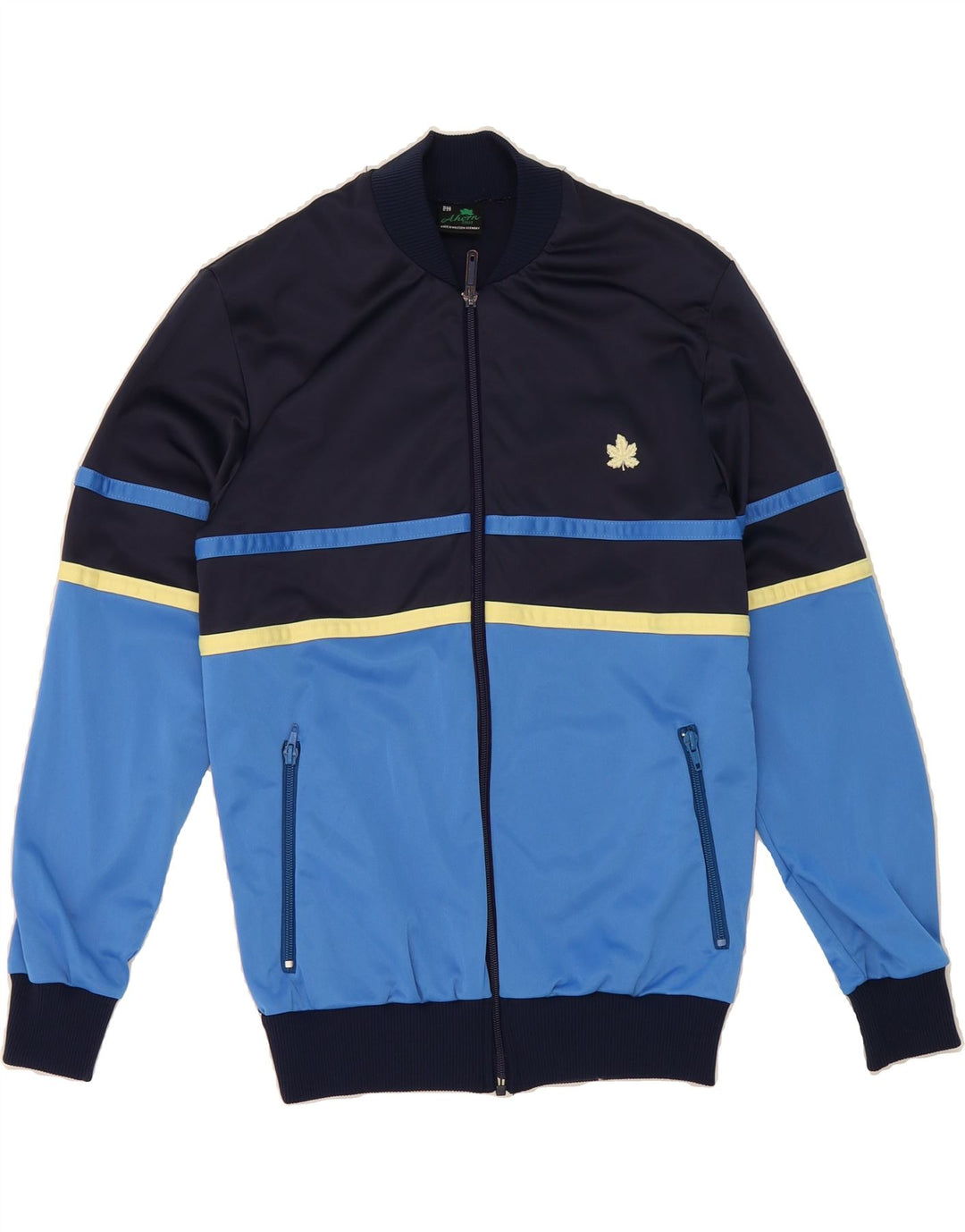 VINTAGE Mens Tracksuit Top Jacket EU 44 XL Navy Blue Colourblock Polyester Vintage Vintage and Second-Hand Vintage from Messina Hembry 