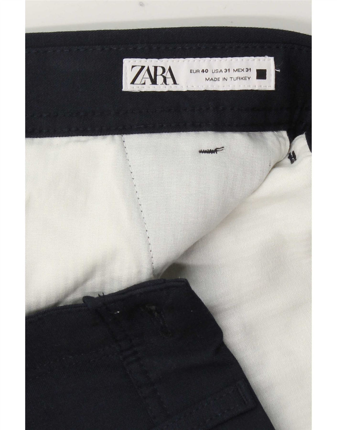 Zara Herre Slim Chino Bukser EU 40 Medium W31 L29 Marineblå Polyester