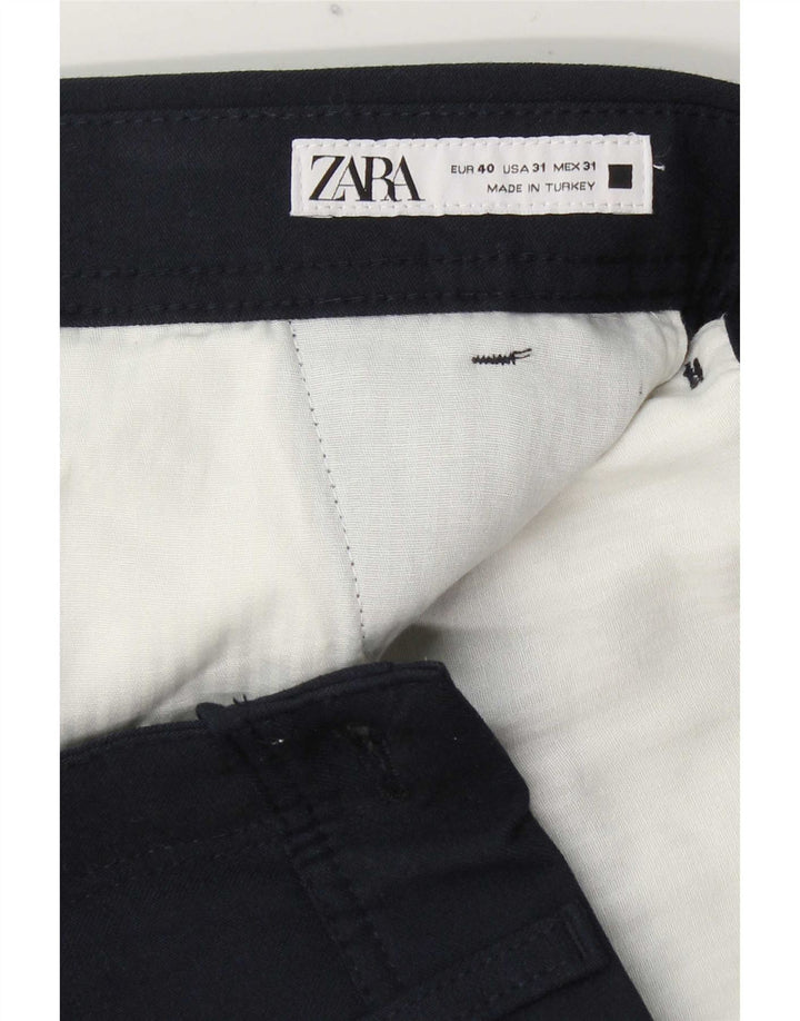 Zara Herre Slim Chino Bukser EU 40 Medium W31 L29 Marineblå Polyester