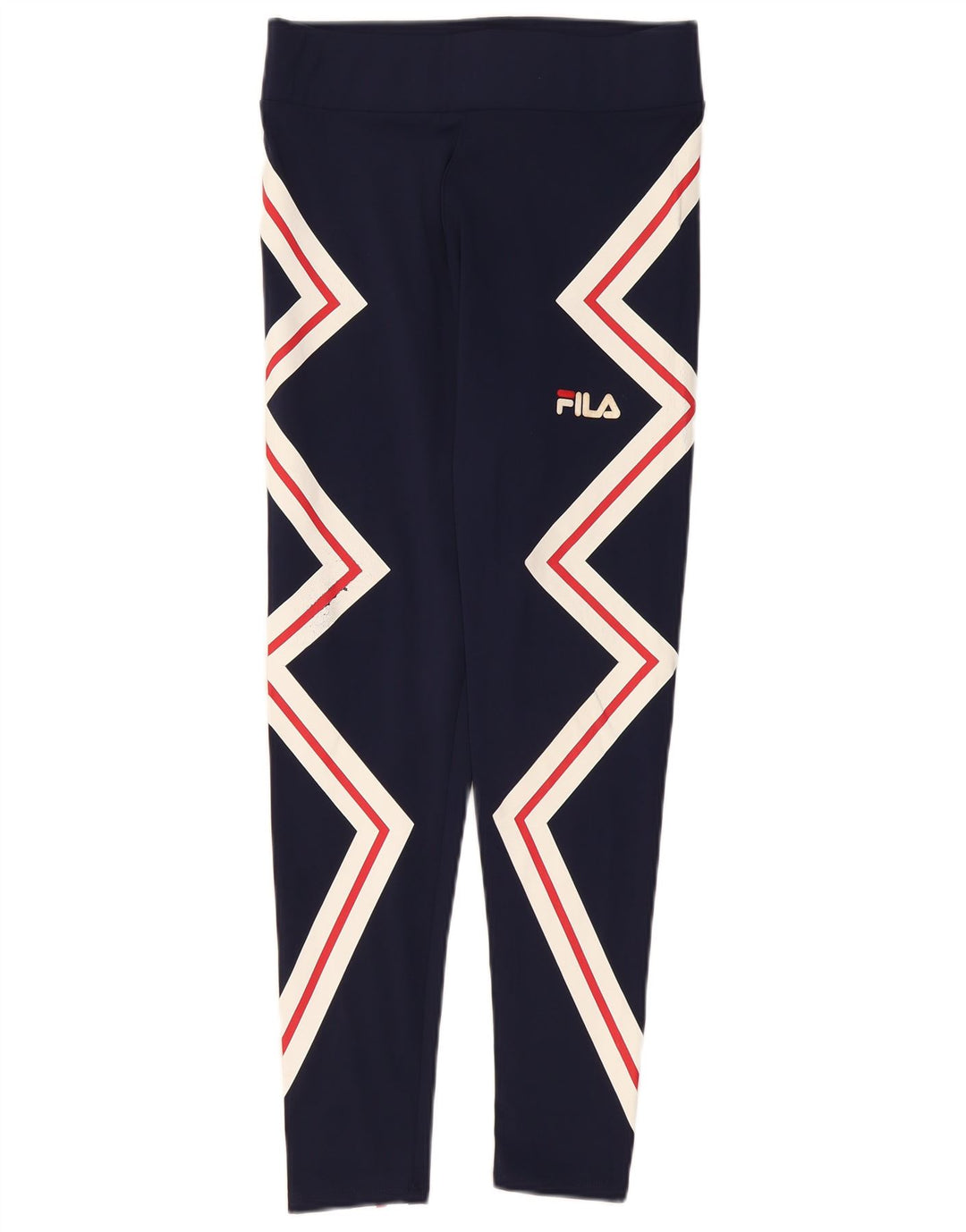 Fila Kvinders Grafiske Leggings UK 14 Large Navy Blue Geometrisk Polyester