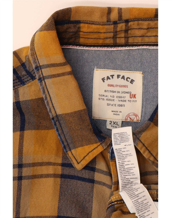 Fat Face Herre Flanellskjorte 2XL Gul Ternet Bomuld